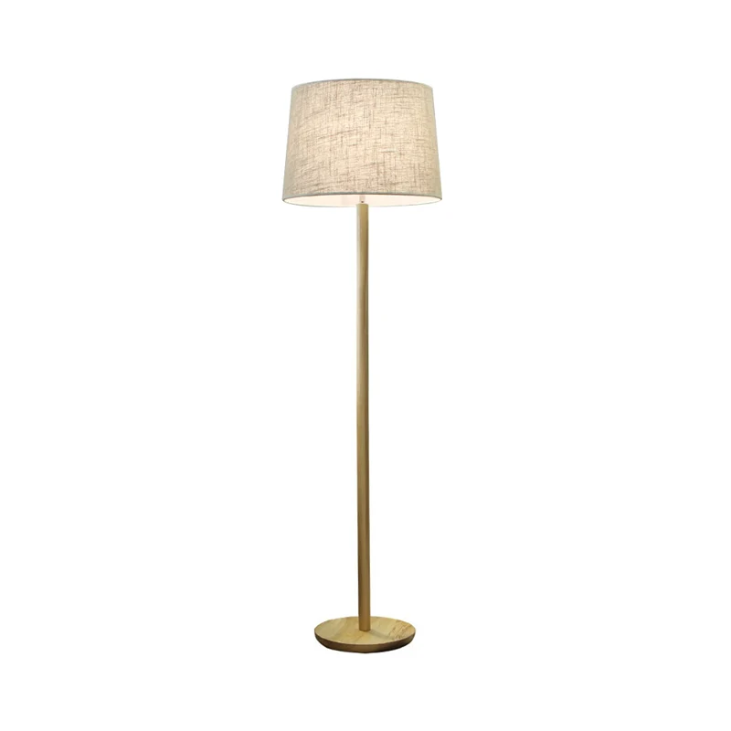 Drum Shade nachtkastje vloerlamp stof minimalistische staande lamp met één lamp hout Clearhalo