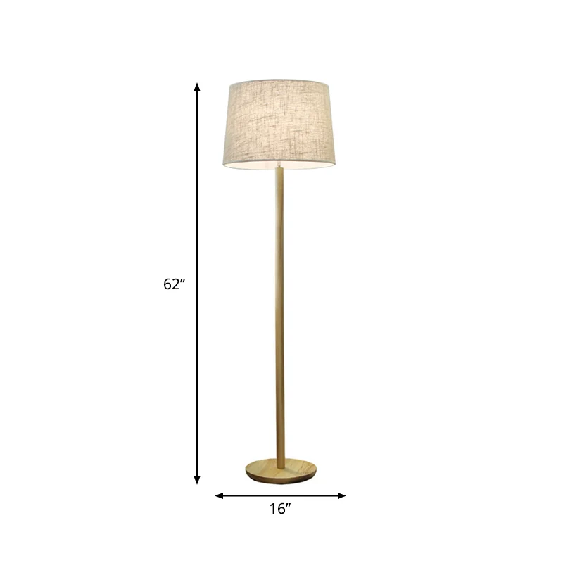 Drum Shade nachtkastje vloerlamp stof minimalistische staande lamp met één lamp hout Clearhalo