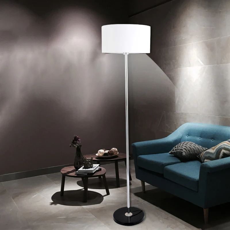 Drum Shade Staande Verlichting Eigentijdse Stoffen Woonkamer Vloerlamp met één lamp Clearhalo