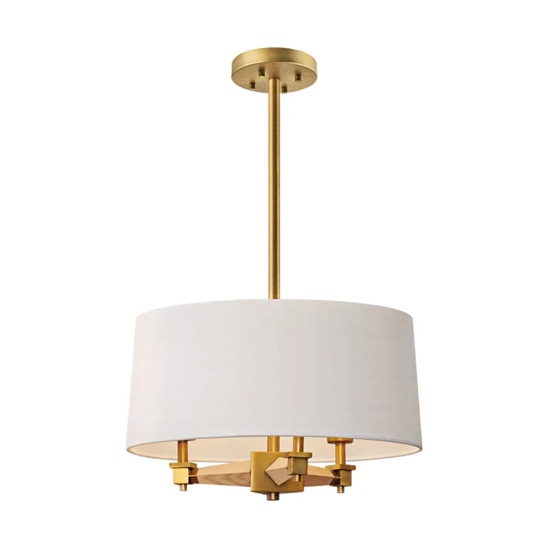 Drum slaapkamer hangende kroonluchter boerderij stof 3 lampen wit/licht hout/donker hout plafondophanglamp Clearhalo