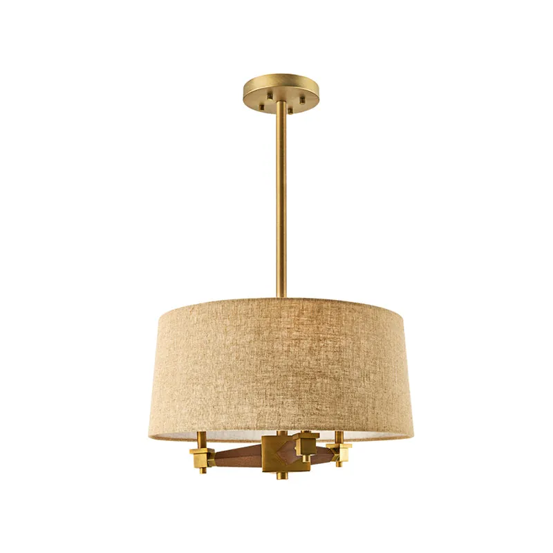 Drum slaapkamer hangende kroonluchter boerderij stof 3 lampen wit/licht hout/donker hout plafondophanglamp Clearhalo