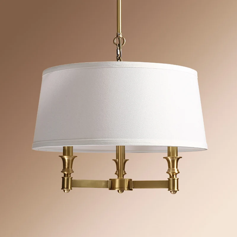 Drum stoffen kroonluchter licht Traditionele 3-lichts eetkamer hanglamp wit Clearhalo