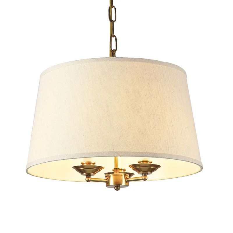 Drum stoffen kroonluchterverlichting Traditionele 3-lichts eetkamer hanglamp wit Clearhalo