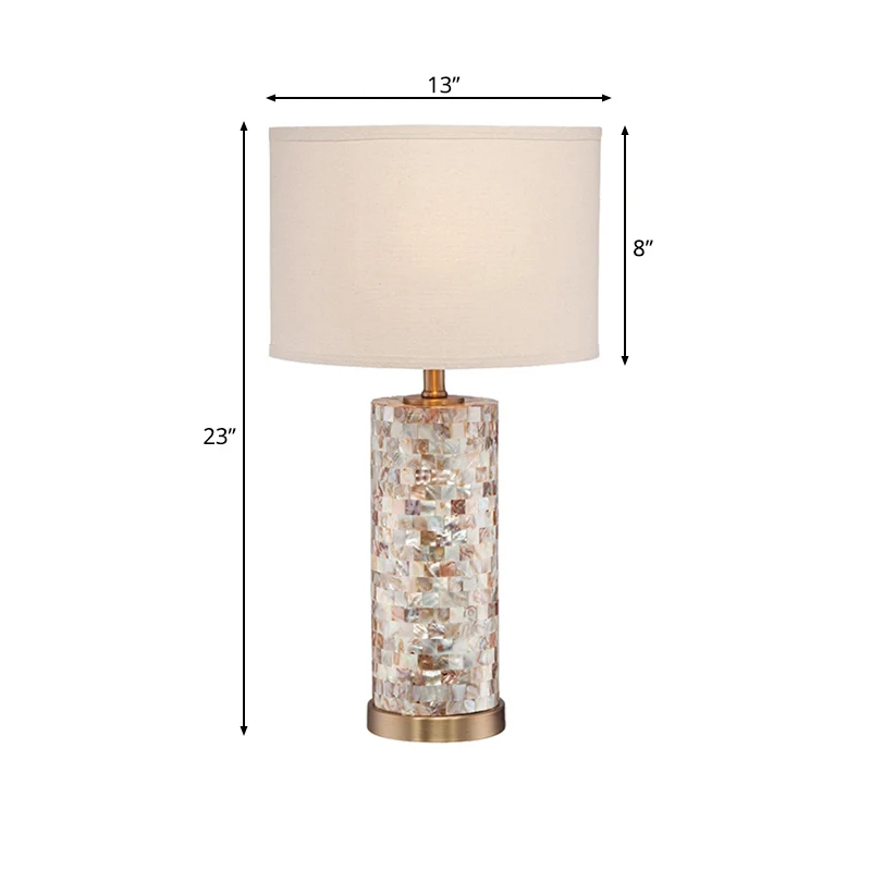 Drum stoffen tafellamp Vintage 1-lichts studeerkamer nachtlamp met cilindervormige kristallen voet messing afwerking Clear...