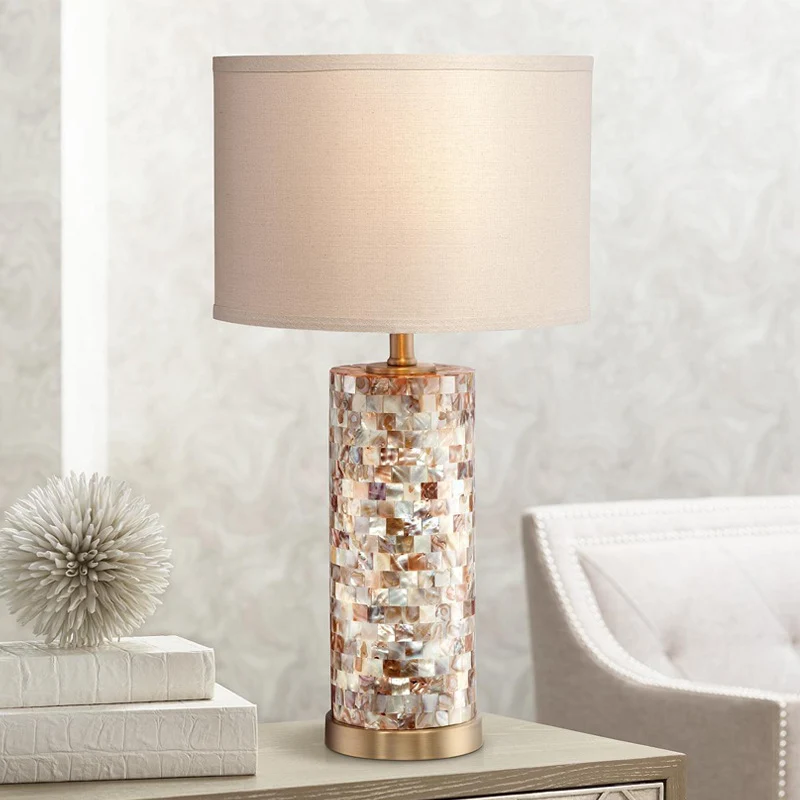 Drum stoffen tafellamp Vintage 1-lichts studeerkamer nachtlamp met cilindervormige kristallen voet messing afwerking Clear...