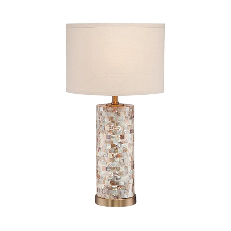 Drum stoffen tafellamp Vintage 1-lichts studeerkamer nachtlamp met cilindervormige kristallen voet messing afwerking Clear...