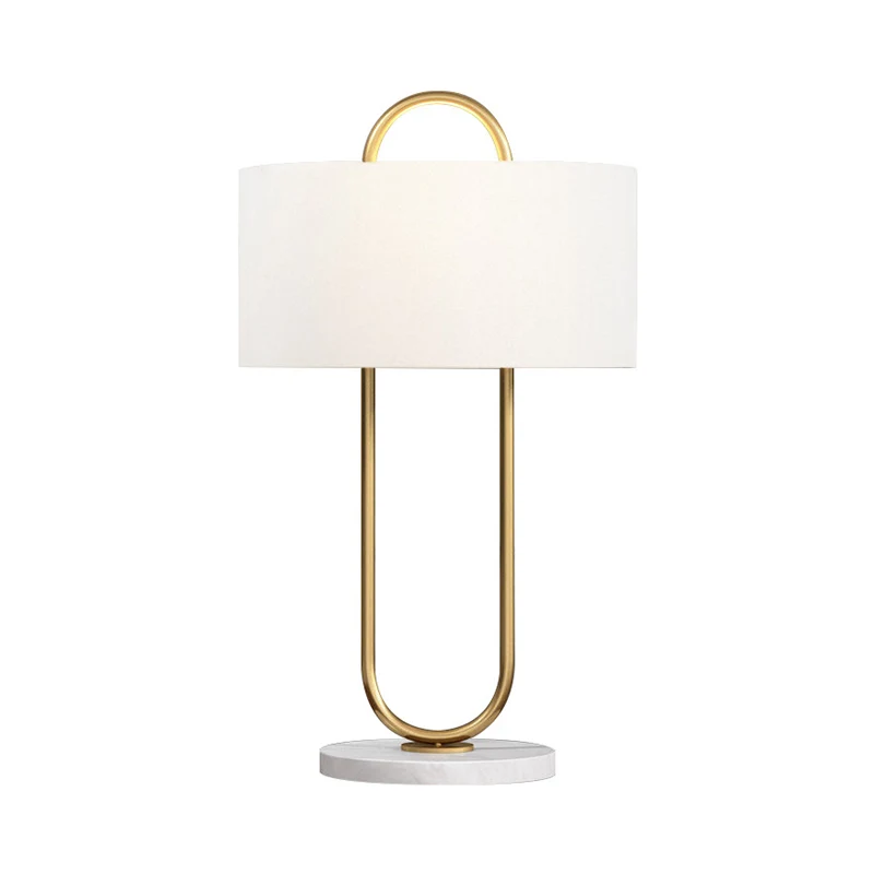 Drum Task Lighting Modernistische stof 1 kop 13"/15" brede witte tafellamp met marmeren voet Clearhalo