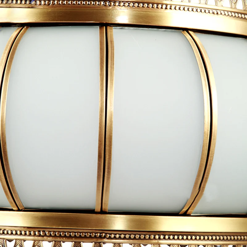 Drum Woonkamer Hangende Kroonluchter Koloniaal Opaal Geblazen Glas 4 Hoofden Messing Hangende Plafondlamp Clearhalo