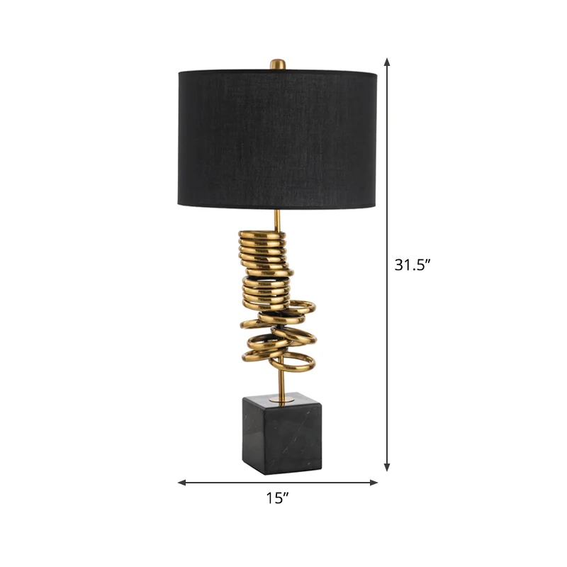 Drum Woonkamertafel Verlichting Marmeren 1-koppige post-moderne nachtlamp zwart met stoffen kap Clearhalo