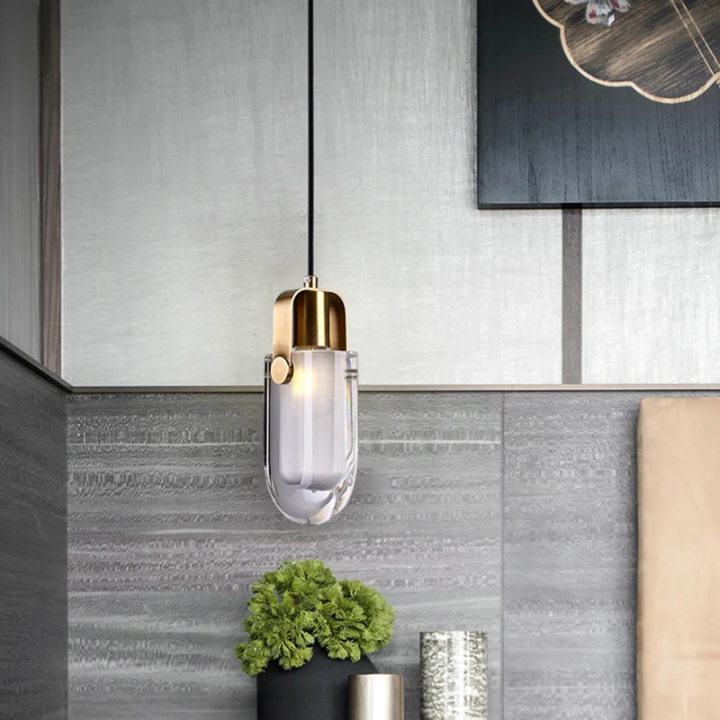 Druppelvormige kristallen hangende plafondlamp Eigentijdse LED gouden plafondhanglamp Clearhalo