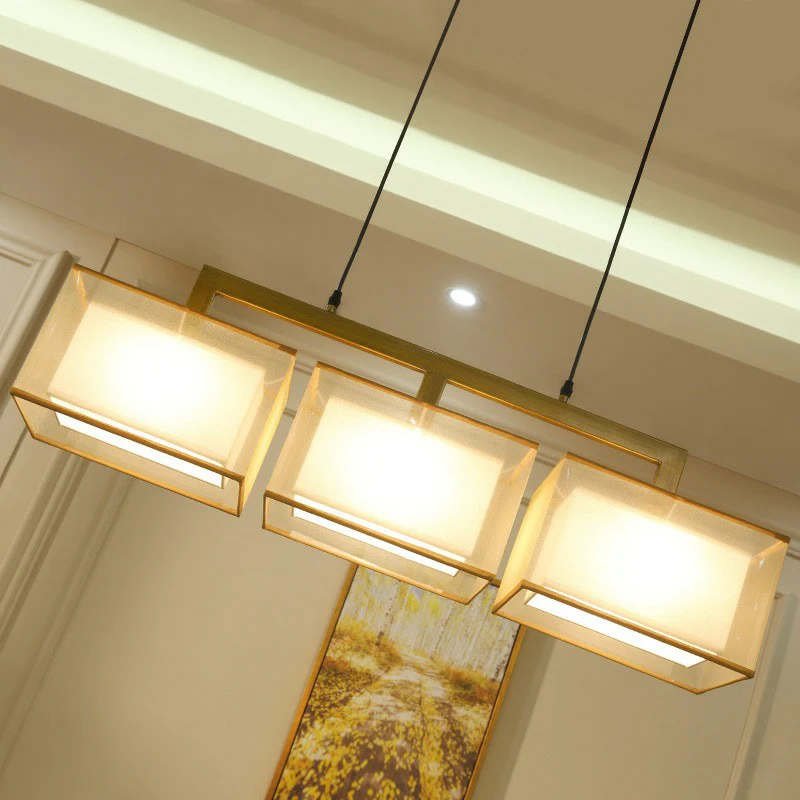 Dubbel rechthoekig eilandlicht Minimalistisch stoffen restaurant ophangverlichtingsarmatuur Clearhalo