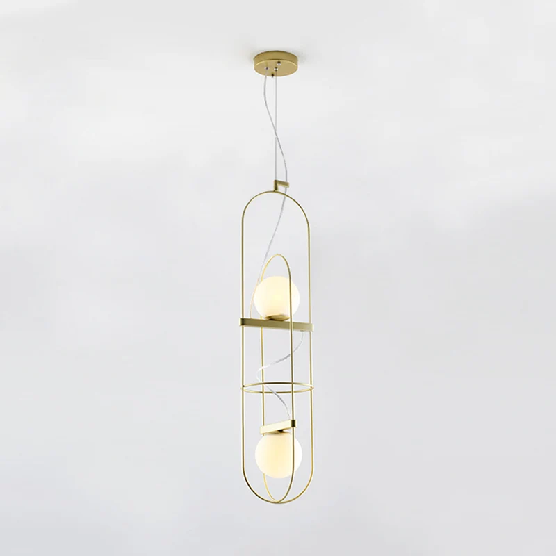 Dubbele licht langwerpige hangende hanglamp Post moderne metalen hanglamp goud Clearhalo