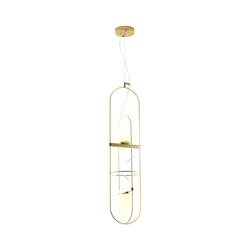 Dubbele licht langwerpige hangende hanglamp Post moderne metalen hanglamp goud Clearhalo