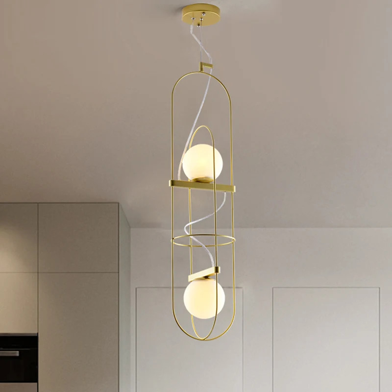 Dubbele licht langwerpige hangende hanglamp Post moderne metalen hanglamp goud Clearhalo