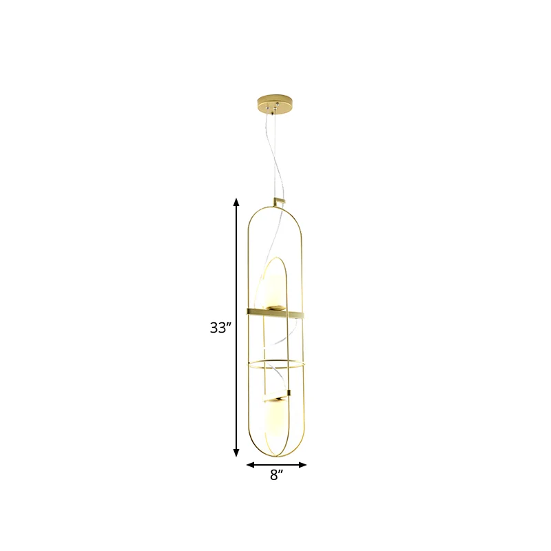 Dubbele licht langwerpige hangende hanglamp Post moderne metalen hanglamp goud Clearhalo