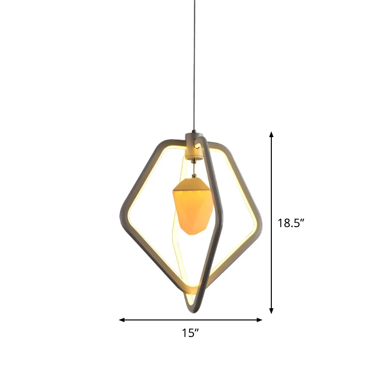 Dubbele vijfhoekige acryl hanglamp moderne LED witte hanglamp met dennenappel aan de binnenkant Clearhalo