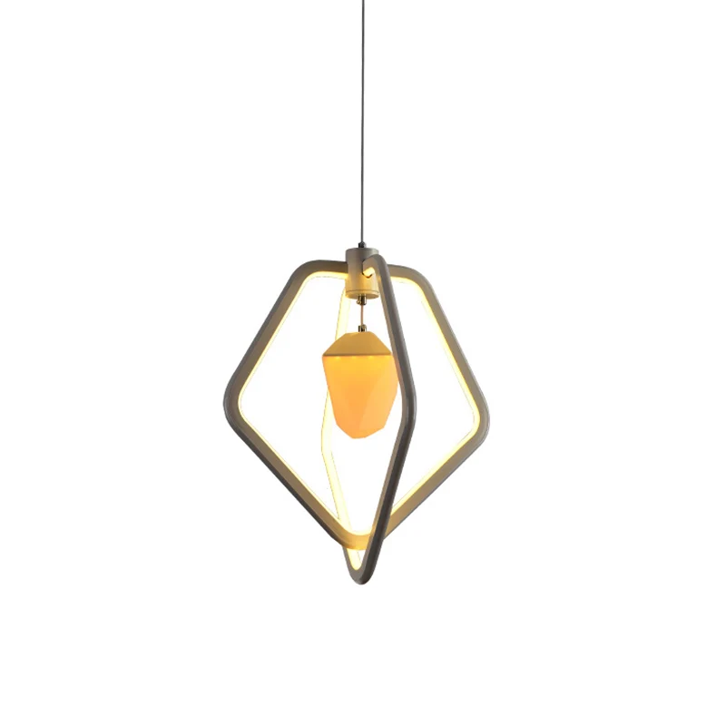 Dubbele vijfhoekige acryl hanglamp moderne LED witte hanglamp met dennenappel aan de binnenkant Clearhalo