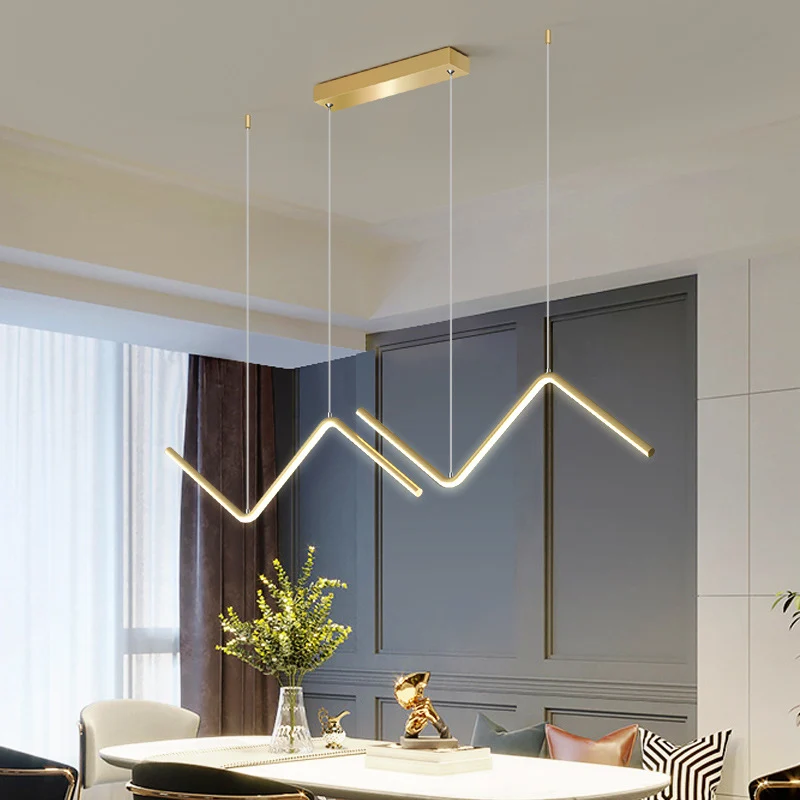 Dubbele Z-vormige hanglamp Minimalistisch metalen diner LED-eilandverlichtingsarmatuur Clearhalo