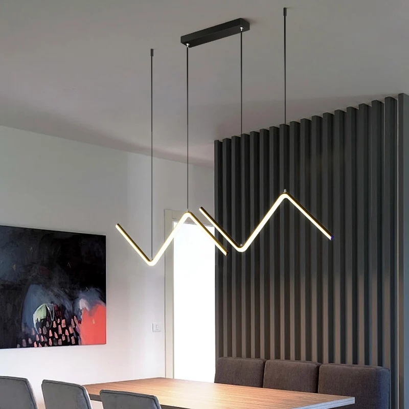 Dubbele Z-vormige hanglamp Minimalistisch metalen diner LED-eilandverlichtingsarmatuur Clearhalo