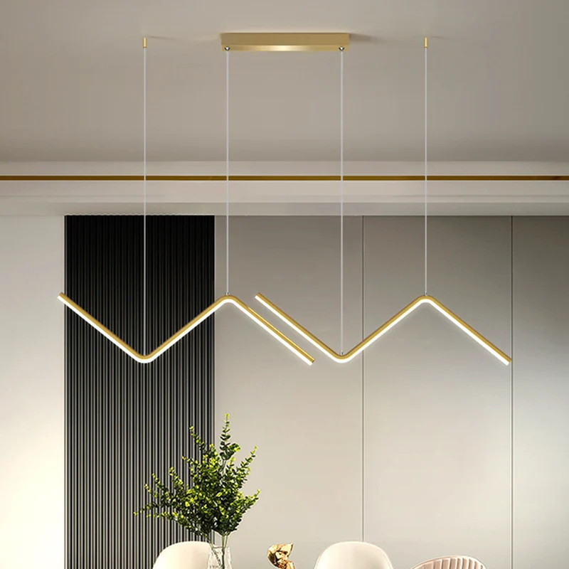 Dubbele Z-vormige hanglamp Minimalistisch metalen diner LED-eilandverlichtingsarmatuur Clearhalo