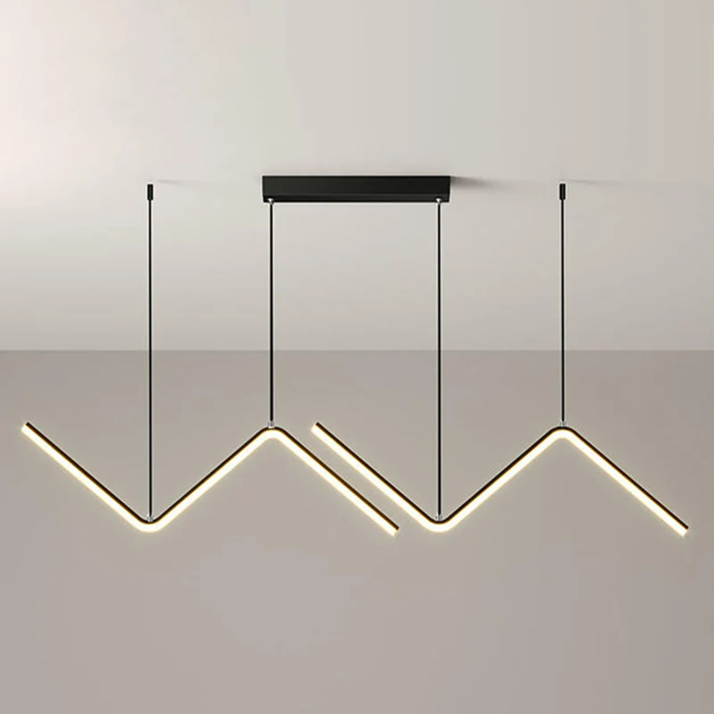 Dubbele Z-vormige hanglamp Minimalistisch metalen diner LED-eilandverlichtingsarmatuur Clearhalo