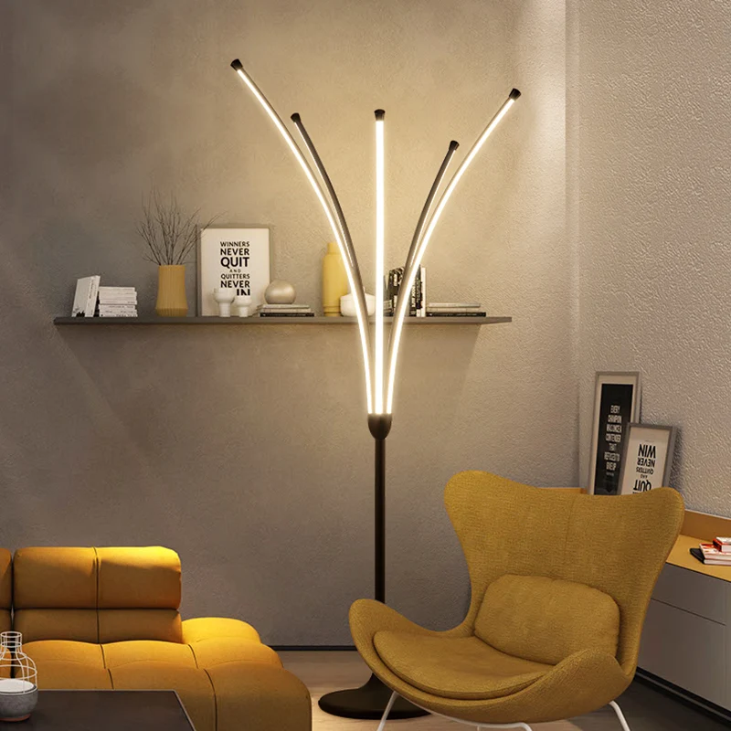 Eenvoud Bloemachtige staande licht acryl LED slaapkamer leeslamp zwart Clearhalo