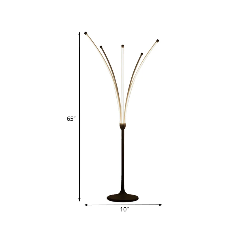 Eenvoud Bloemachtige staande licht acryl LED slaapkamer leeslamp zwart Clearhalo