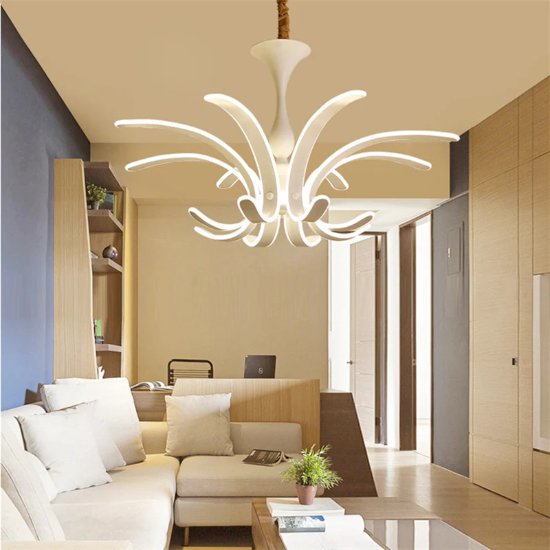 Eenvoud Bloemen Suspension Hanglamp Acryl LED Woonkamer Plafondkroonluchter warm/wit licht Clearhalo