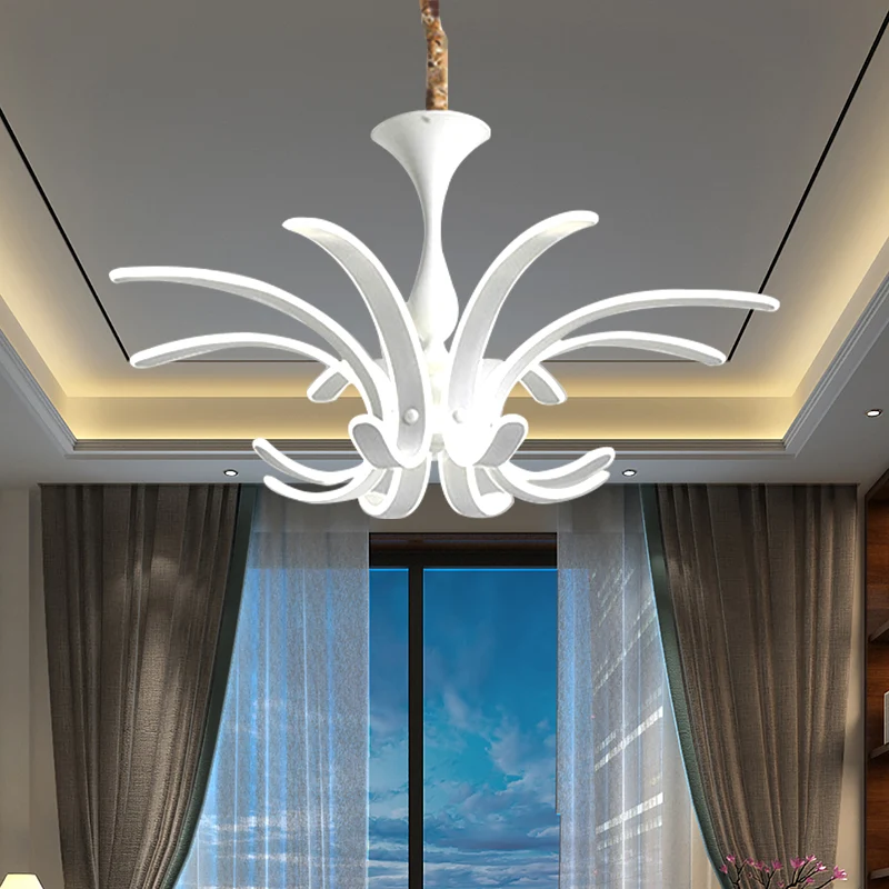 Eenvoud Bloemen Suspension Hanglamp Acryl LED Woonkamer Plafondkroonluchter warm/wit licht Clearhalo