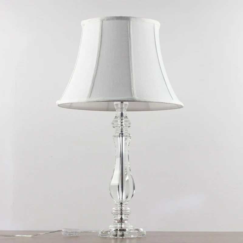 Eenvoud Curvy Fabric Task Lighting Handgeslepen kristal 1-lamps nachtkastjelamp wit Clearhalo