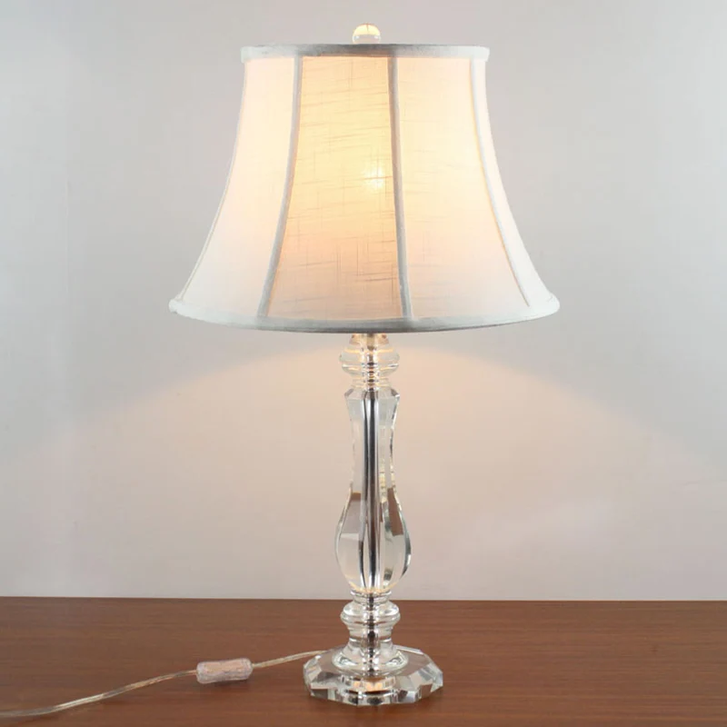 Eenvoud Curvy Fabric Task Lighting Handgeslepen kristal 1-lamps nachtkastjelamp wit Clearhalo