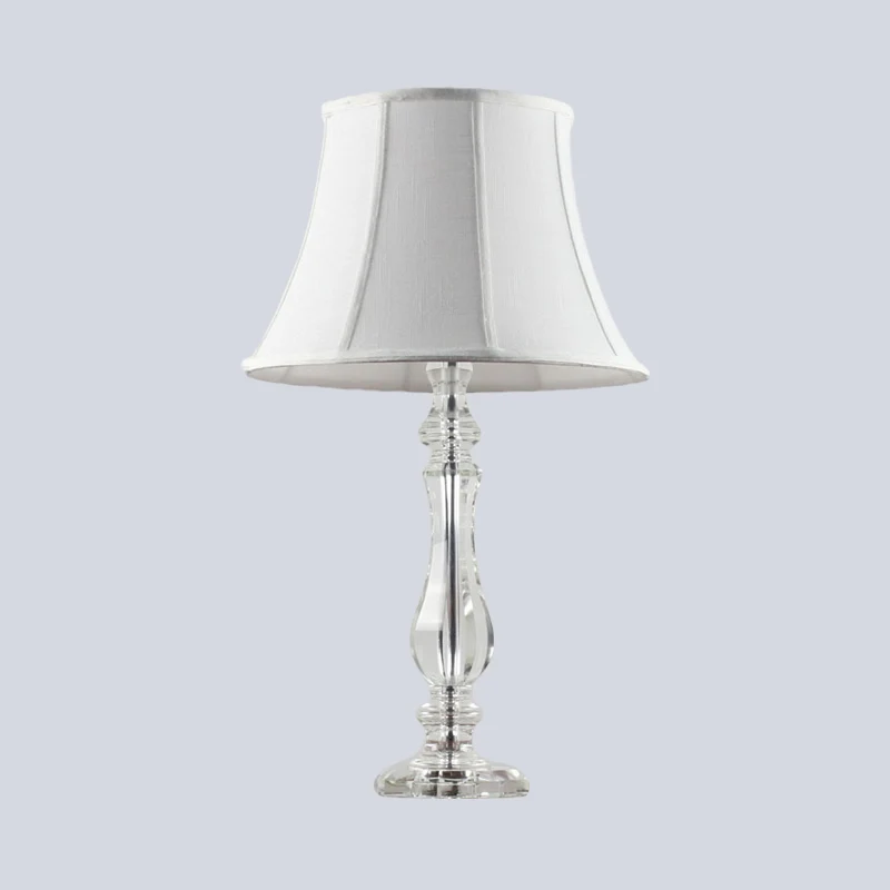 Eenvoud Curvy Fabric Task Lighting Handgeslepen kristal 1-lamps nachtkastjelamp wit Clearhalo