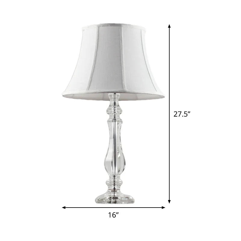 Eenvoud Curvy Fabric Task Lighting Handgeslepen kristal 1-lamps nachtkastjelamp wit Clearhalo
