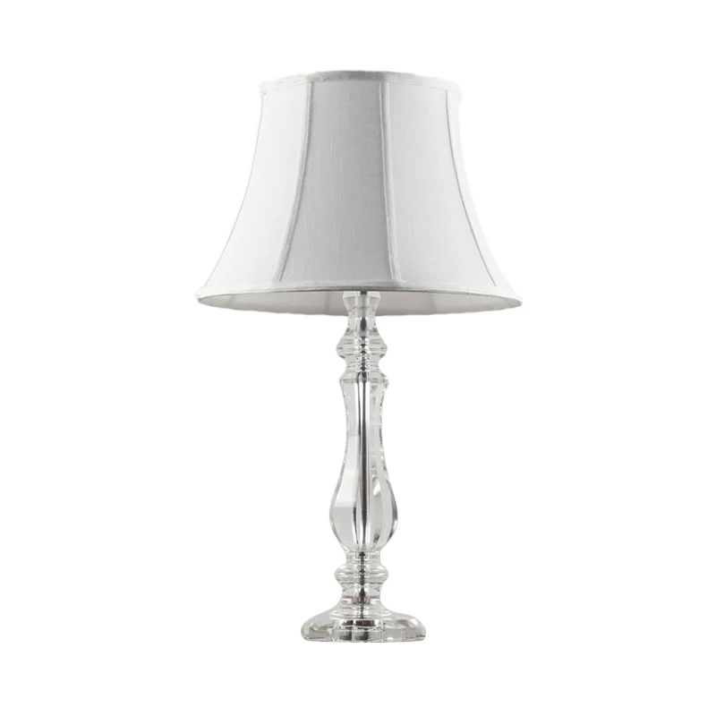 Eenvoud Curvy Fabric Task Lighting Handgeslepen kristal 1-lamps nachtkastjelamp wit Clearhalo