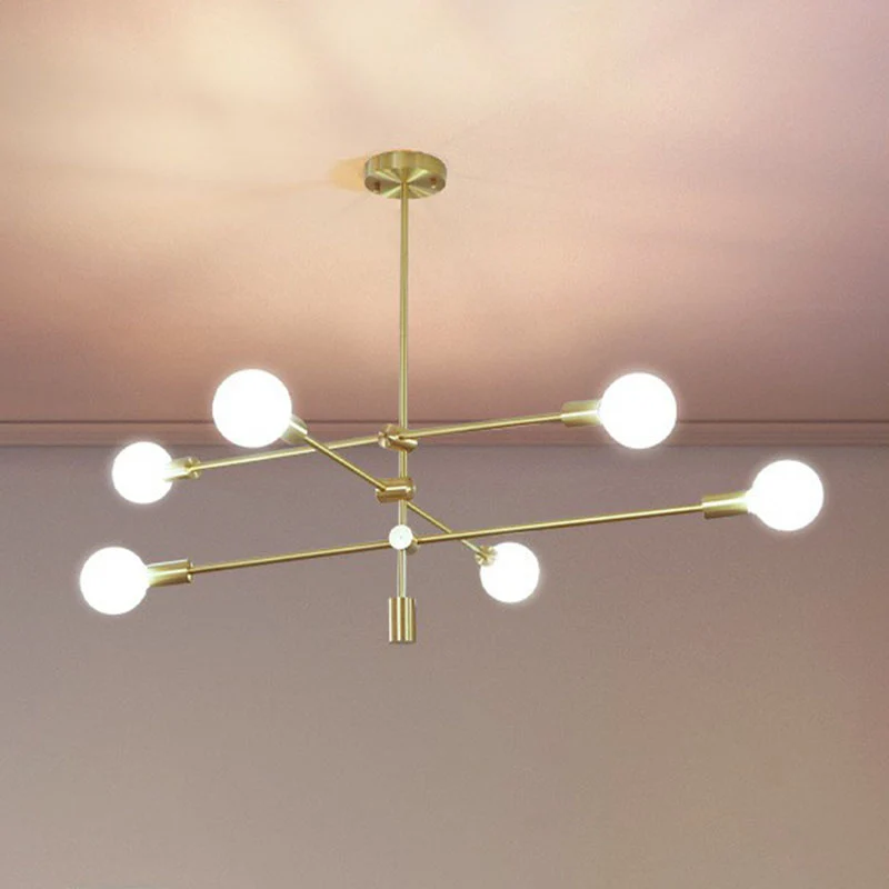 Eenvoud Draaibare armkroonluchter Metalen woonkamerplafondhanglamp met open lampontwerp Clearhalo