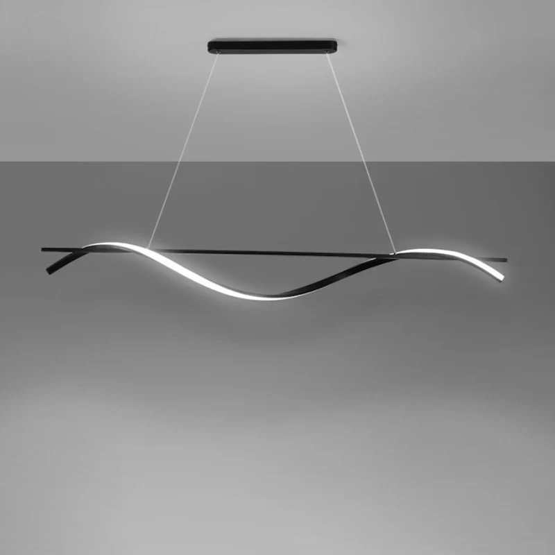 Eenvoud gebogen LED-hanglamp acryl restaurant eiland kroonluchter licht zwart Clearhalo