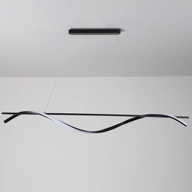 Eenvoud gebogen LED-hanglamp acryl restaurant eiland kroonluchter licht zwart Clearhalo
