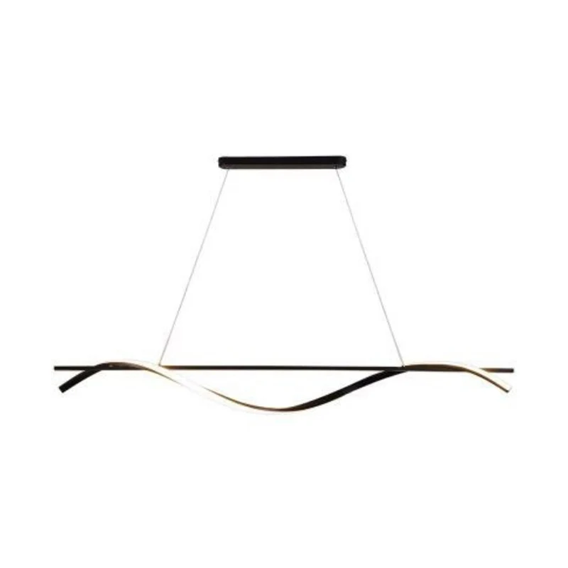 Eenvoud gebogen LED-hanglamp acryl restaurant eiland kroonluchter licht zwart Clearhalo