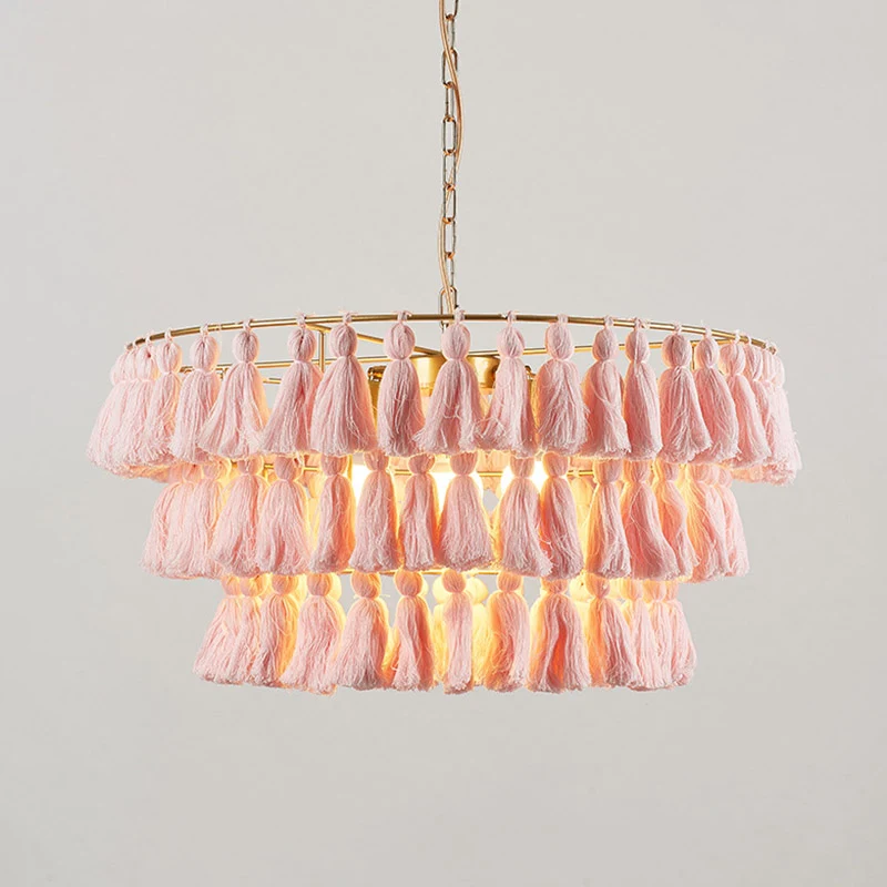 Eenvoud Gelaagde Ronde Ophanging Verlichting Enkele Kwastje Hangende Plafondlamp voor Woonkamer Clearhalo