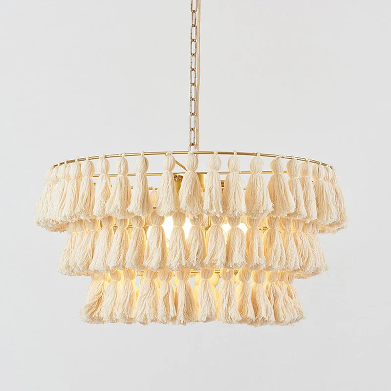 Eenvoud Gelaagde Ronde Ophanging Verlichting Enkele Kwastje Hangende Plafondlamp voor Woonkamer Clearhalo