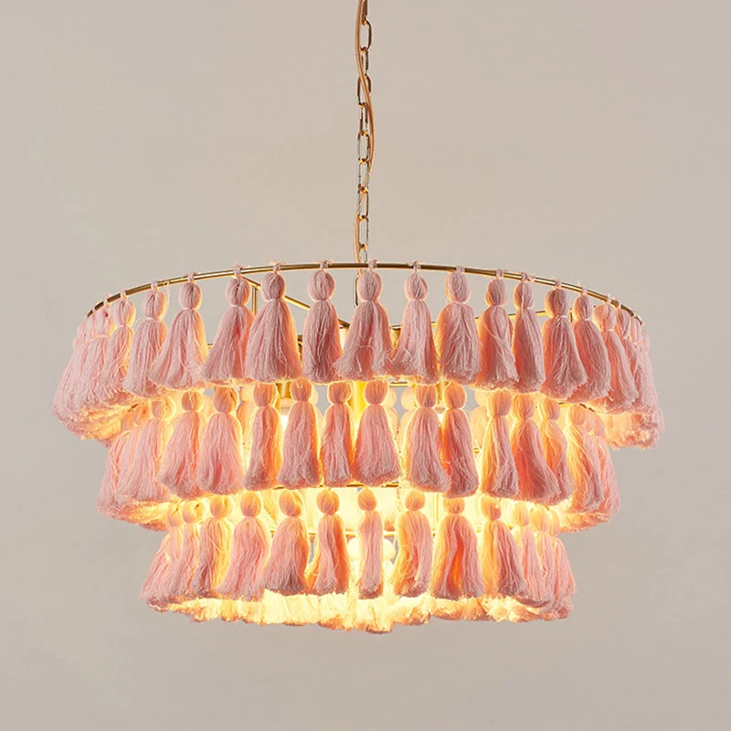 Eenvoud Gelaagde Ronde Ophanging Verlichting Enkele Kwastje Hangende Plafondlamp voor Woonkamer Clearhalo