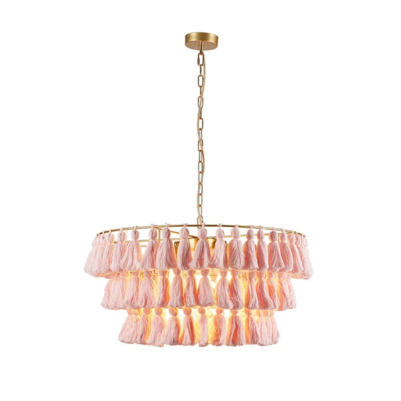 Eenvoud Gelaagde Ronde Ophanging Verlichting Enkele Kwastje Hangende Plafondlamp voor Woonkamer Clearhalo