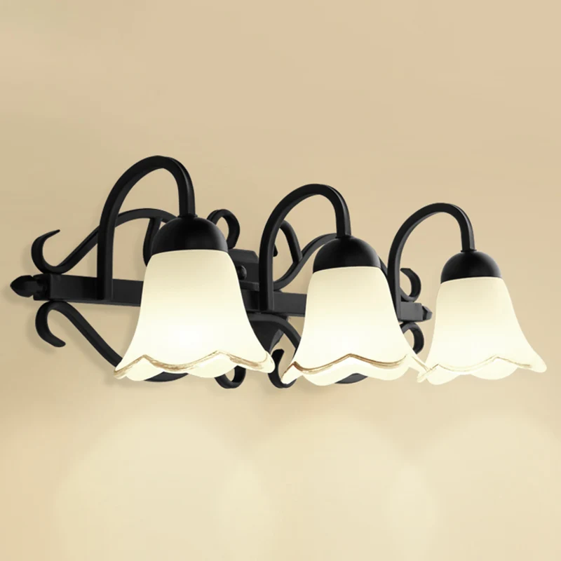 Eenvoud Geschulpte Bell Wandmontage Licht Handgeblazen Glazen Vanity Lichtarmatuur Zwart Clearhalo