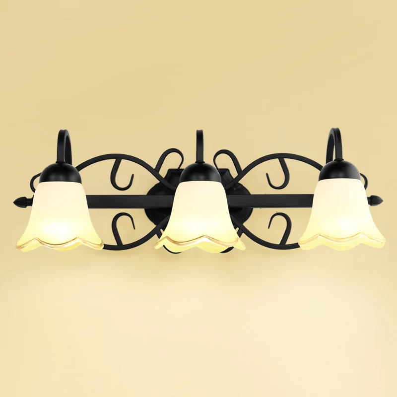 Eenvoud Geschulpte Bell Wandmontage Licht Handgeblazen Glazen Vanity Lichtarmatuur Zwart Clearhalo