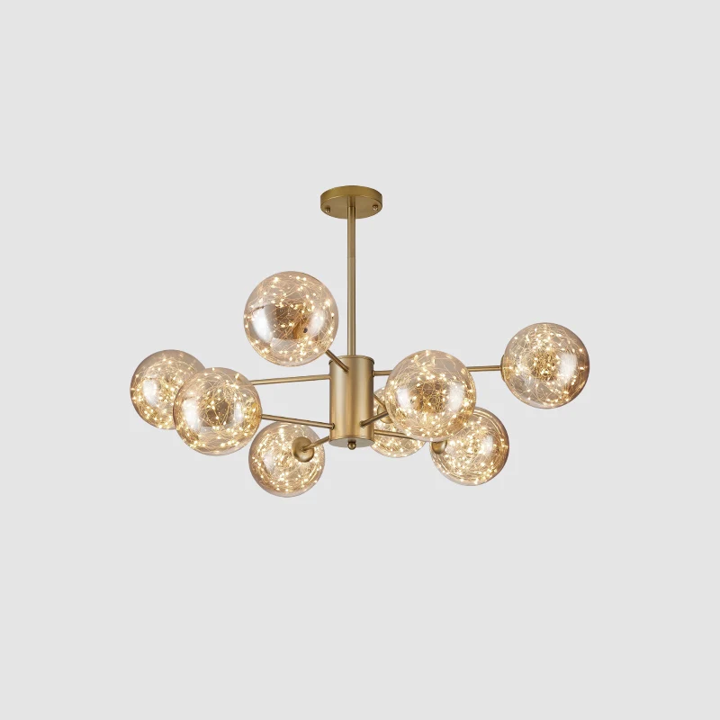 Eenvoud Globe Shade Radiaal Ophanglicht Helder Glazen Woonkamer LED Kroonluchter Licht Clearhalo