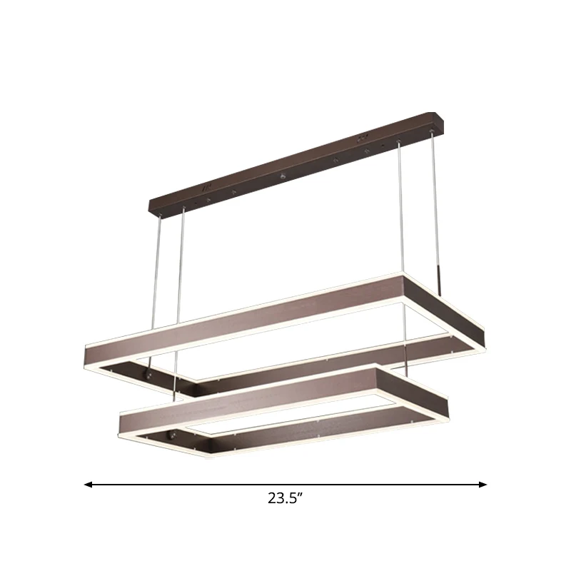 Eenvoud LED hangende plafondlamp koffie 2/3/4 gelaagde rechthoekige kroonluchter met acryl kap Clearhalo