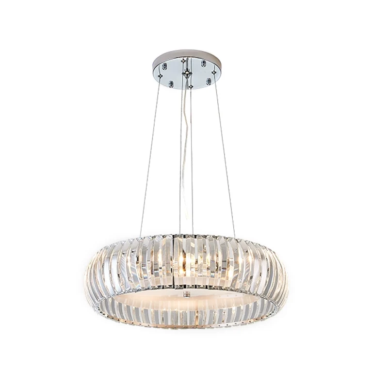 Eenvoud LED-downlighting Chrome Donut hangende kroonluchter met kristallen prismakap Clearhalo