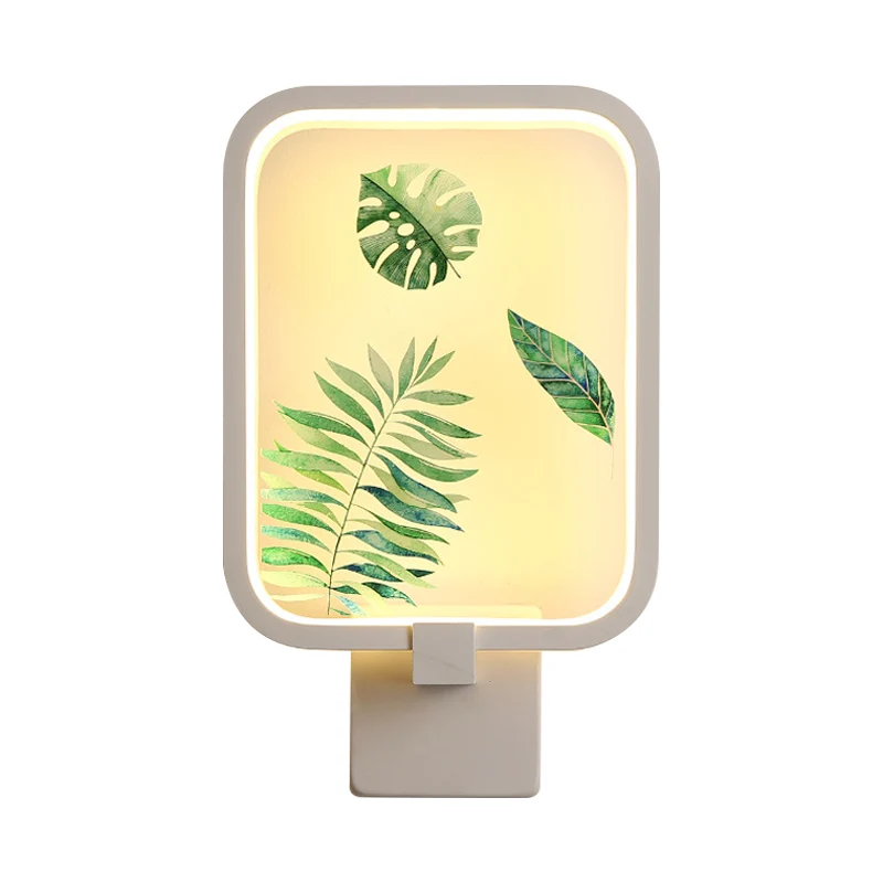 Eenvoud Rechthoekige metalen wandverlichting LED-muurschildering Licht wit met bananenbladpatroon Clearhalo