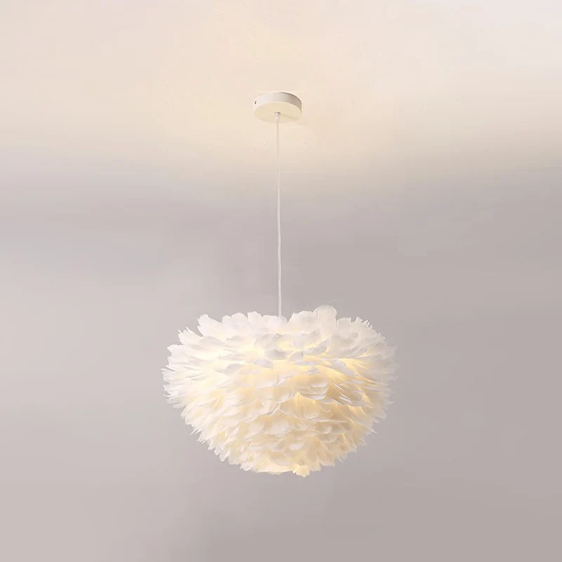 Eenvoud Ronde Kroonluchter Hanglamp Veer Meisjes Slaapkamer Hanglamp wit Clearhalo