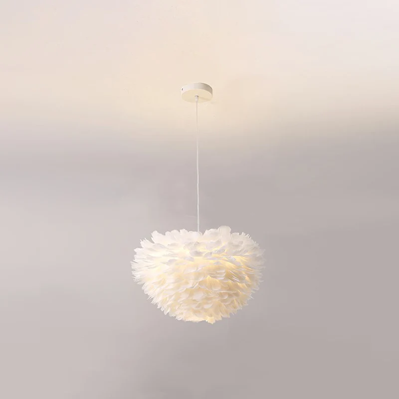 Eenvoud Ronde Kroonluchter Hanglamp Veer Meisjes Slaapkamer Hanglamp wit Clearhalo